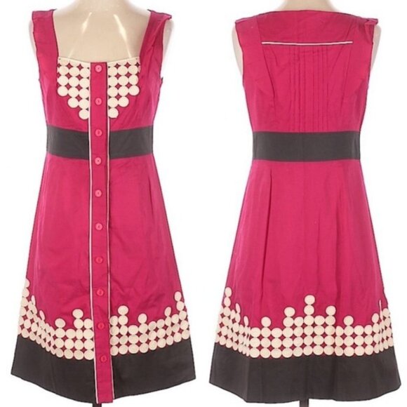 Anthropologie Floreat Sweet As Pie Dot Dress Pink Size 4 Dot Applique Mini‎ Boho - Picture 4 of 7